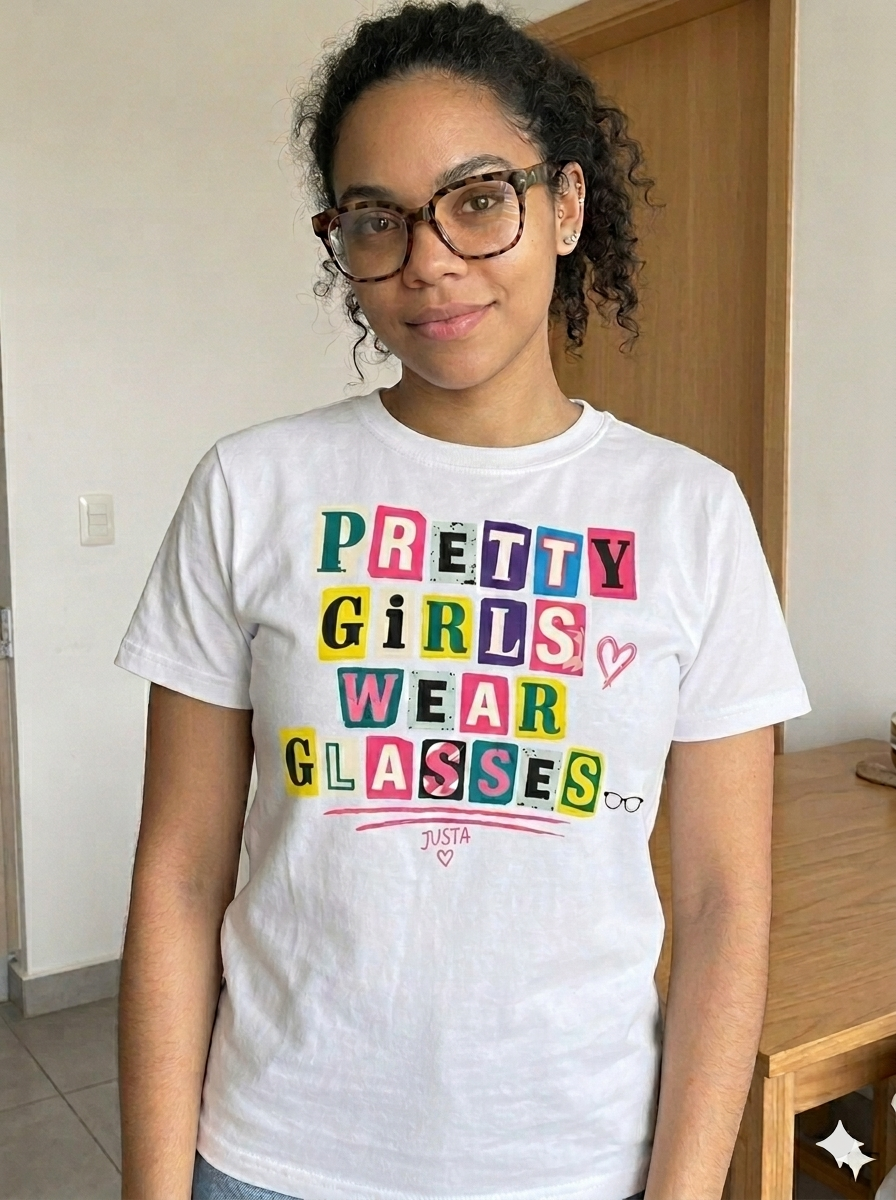 💕 Pretty Girls Wear Glasses White T-Shirt